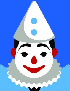 Kit canevas : 20x25 cm, N18 - clown blanc