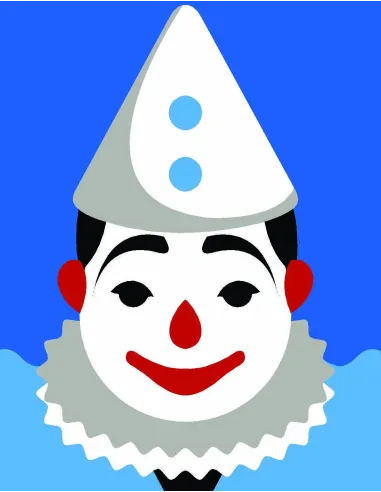 Kit canevas : 20x25 cm, N18 - clown blanc