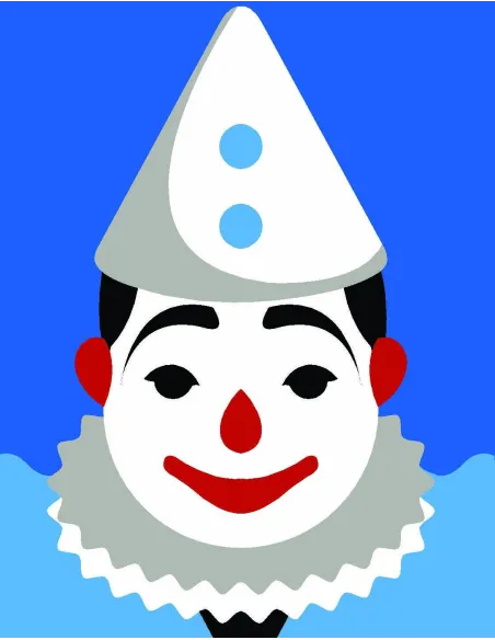 Kit canevas : 20x25 cm, N18 - clown blanc