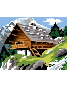 Kit canevas : 20x25 cm, N22 - kit le chalet