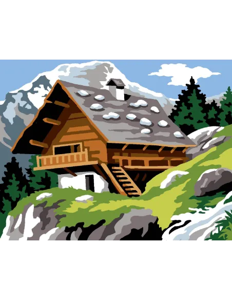 Kit canevas : 20x25 cm, N22 - kit le chalet