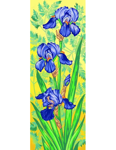 Canevas : 25x60 cm, Les iris mauves