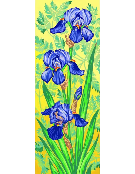 Canevas : 25x60 cm, Les iris mauves