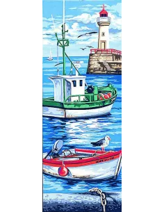 Canevas : 25x60 cm, Les bateaux