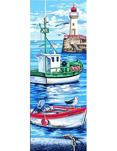 Canevas : 25x60 cm, Les bateaux