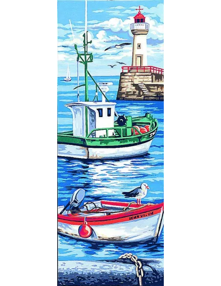 Canevas : 25x60 cm, Les bateaux