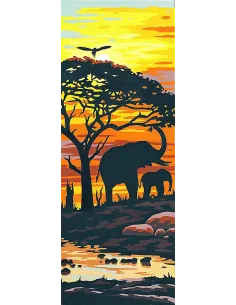 Canevas : 25x60 cm, Soleil sur la savane