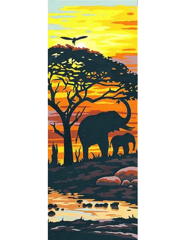 Canevas : 25x60 cm, Soleil sur la savane