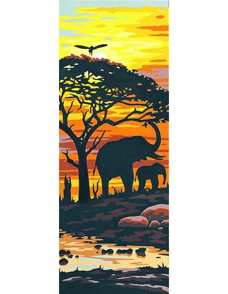 Canevas : 25x60 cm, Soleil sur la savane