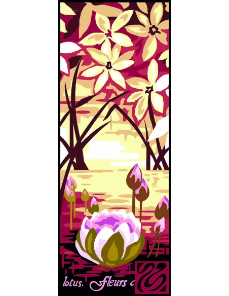 Canevas : 25x60 cm, Fleurs de lotus 2