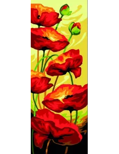 Canevas : 25x60 cm, Coquelicots au vent