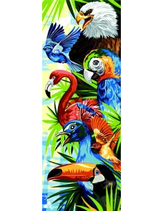 Canevas : 25x60 cm, Pelé mêle oiseaux