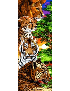 Canevas : 25x60 cm, Pelé mêle félins