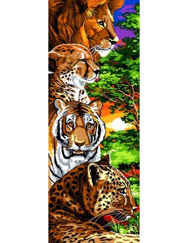 Canevas : 25x60 cm, Pelé mêle félins