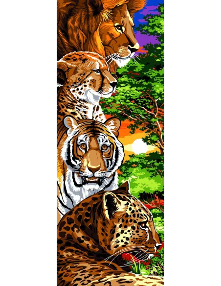 Canevas : 25x60 cm, Pelé mêle félins