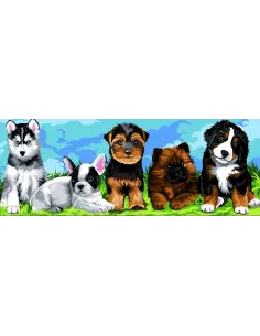 Canevas : 25x60 cm, Les chiots
