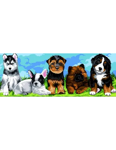 Canevas : 25x60 cm, Les chiots