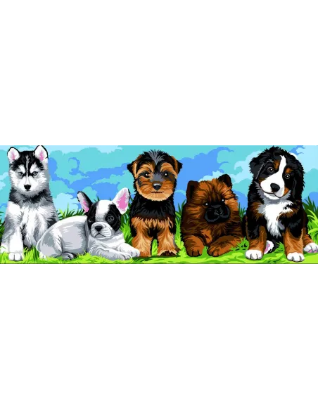 Canevas : 25x60 cm, Les chiots