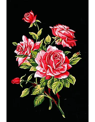Canevas : 30x40 cm, Branche de roses