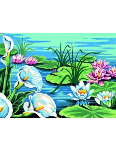 Canevas : 30x40 cm, Arums/nymphéas