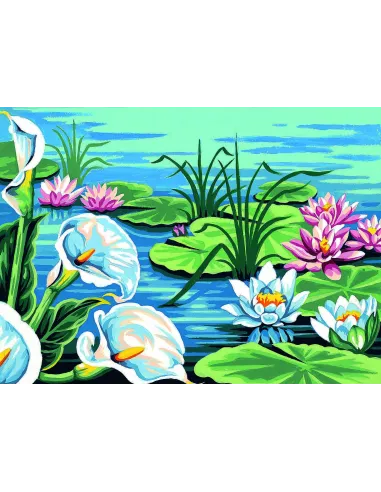 Canevas : 30x40 cm, Arums/nymphéas