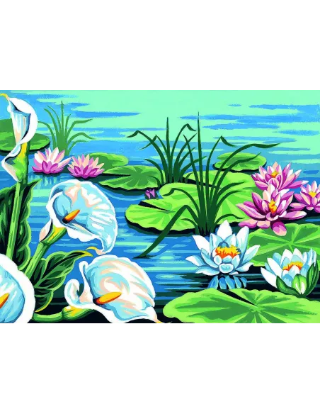 Canevas : 30x40 cm, Arums/nymphéas