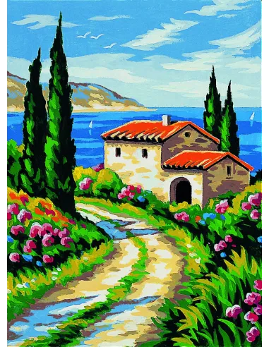 Canevas : 30x40 cm, Soleil mediter.