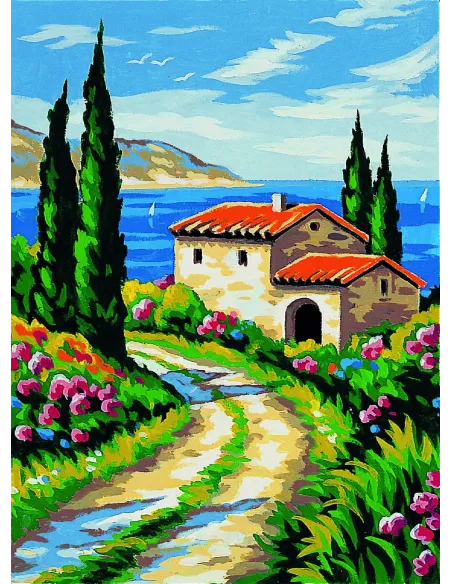 Canevas : 30x40 cm, Soleil mediter.