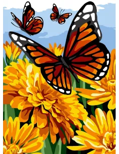 Canevas : 30x40 cm, N24 - champ de papillons
