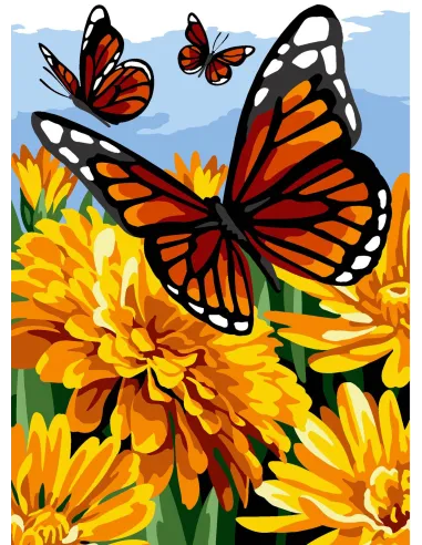 Canevas : 30x40 cm, N24 - champ de papillons