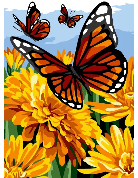 Canevas : 30x40 cm, N24 - champ de papillons
