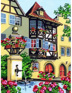 Canevas : 40x50 cm, fontaine