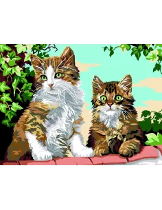 Canevas : 40x50 cm, Les chatons font le mur