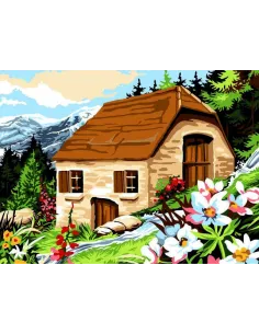 Canevas : 40x50 cm, Vieille cabane