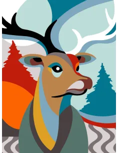 Canevas : 40x50 cm, N22 - cerf art