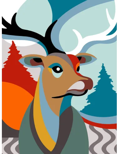 Canevas : 40x50 cm, N22 - cerf art