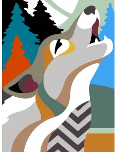 Canevas : 40x50 cm, N23 - loup art