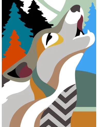 Canevas : 40x50 cm, N23 - loup art
