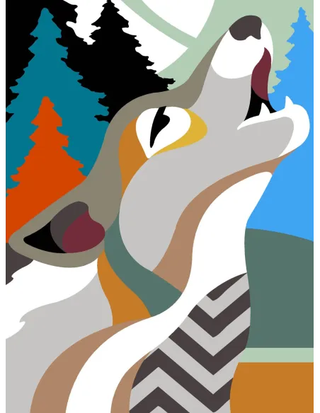 Canevas : 40x50 cm, N23 - loup art