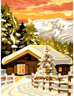Canevas : 40x50 cm, N23 - la lueur du chalet