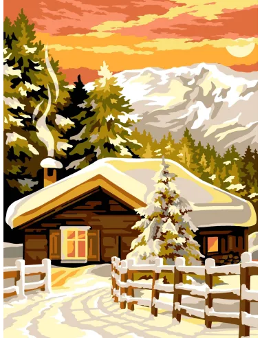 Canevas : 40x50 cm, N23 - la lueur du chalet