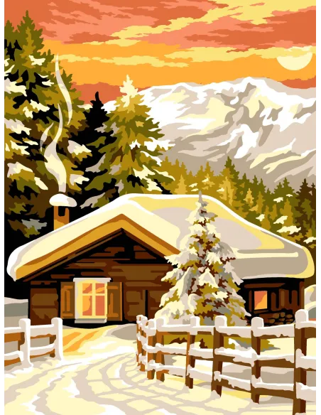 Canevas : 40x50 cm, N23 - la lueur du chalet