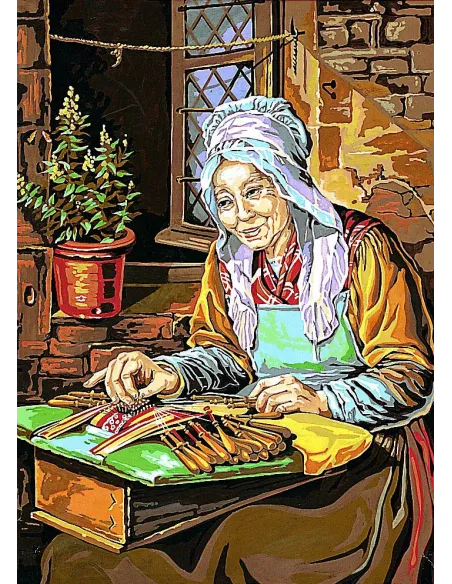 Canevas : 45x60 cm, la dentelière
