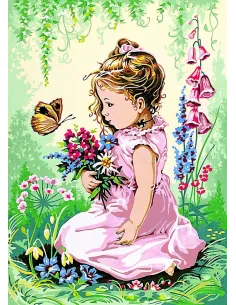 Canevas : 45x60 cm, Elise & le papillon