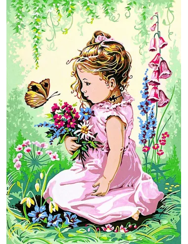 Canevas : 45x60 cm, Elise & le papillon
