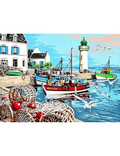Canevas : 45x60 cm, le port de pèche