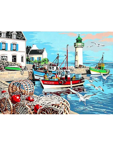 Canevas : 45x60 cm, le port de pèche