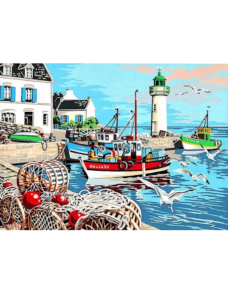 Canevas : 45x60 cm, le port de pèche