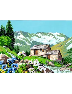 Canevas : 45x60 cm, L'alpage fleuri