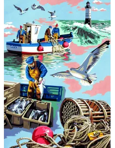 Canevas : 45x60 cm, Carnet/marin pécheur